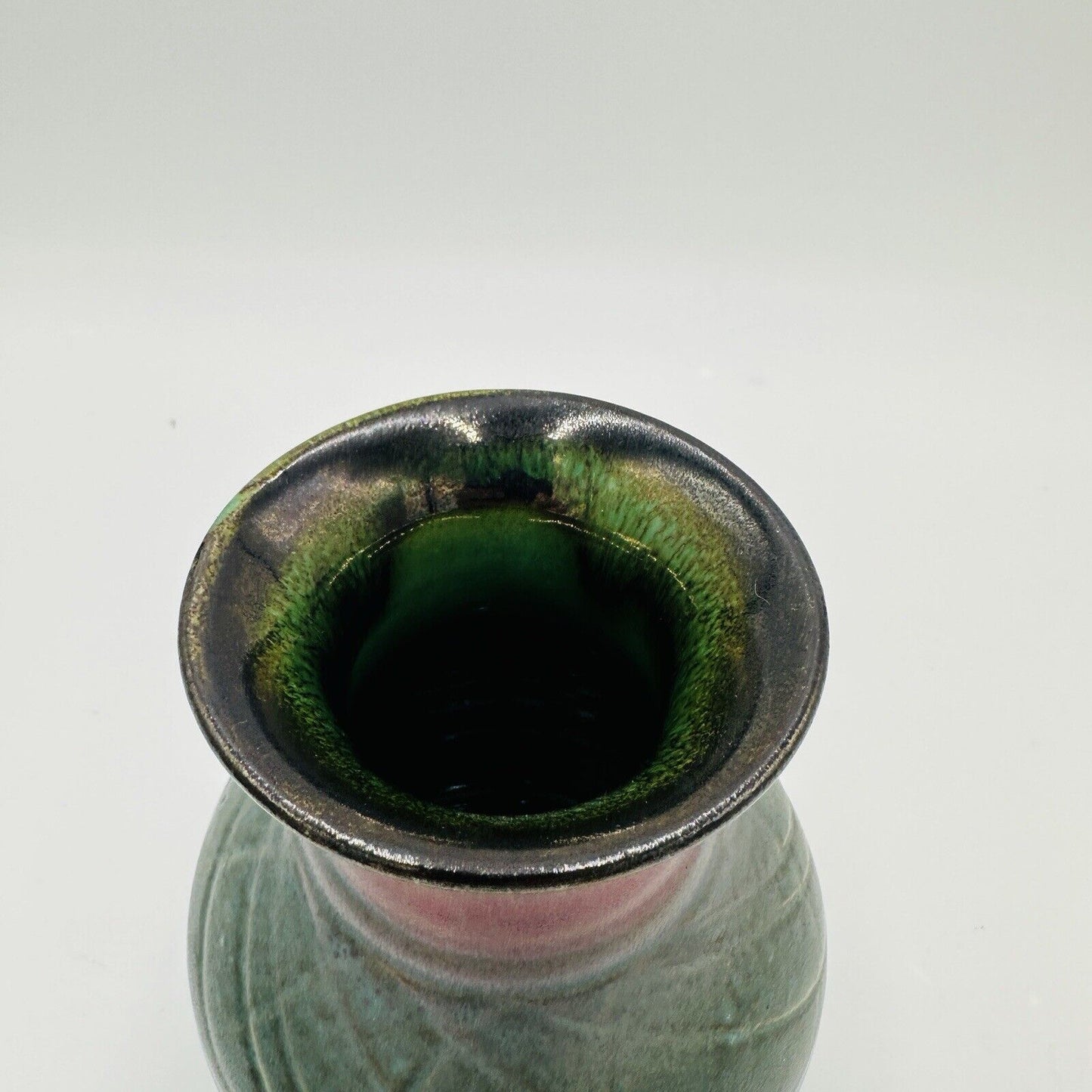 Dryden Hand Thrown Pottery Vase Signed Dated 2010 Purple Green Aqua 6.5”
