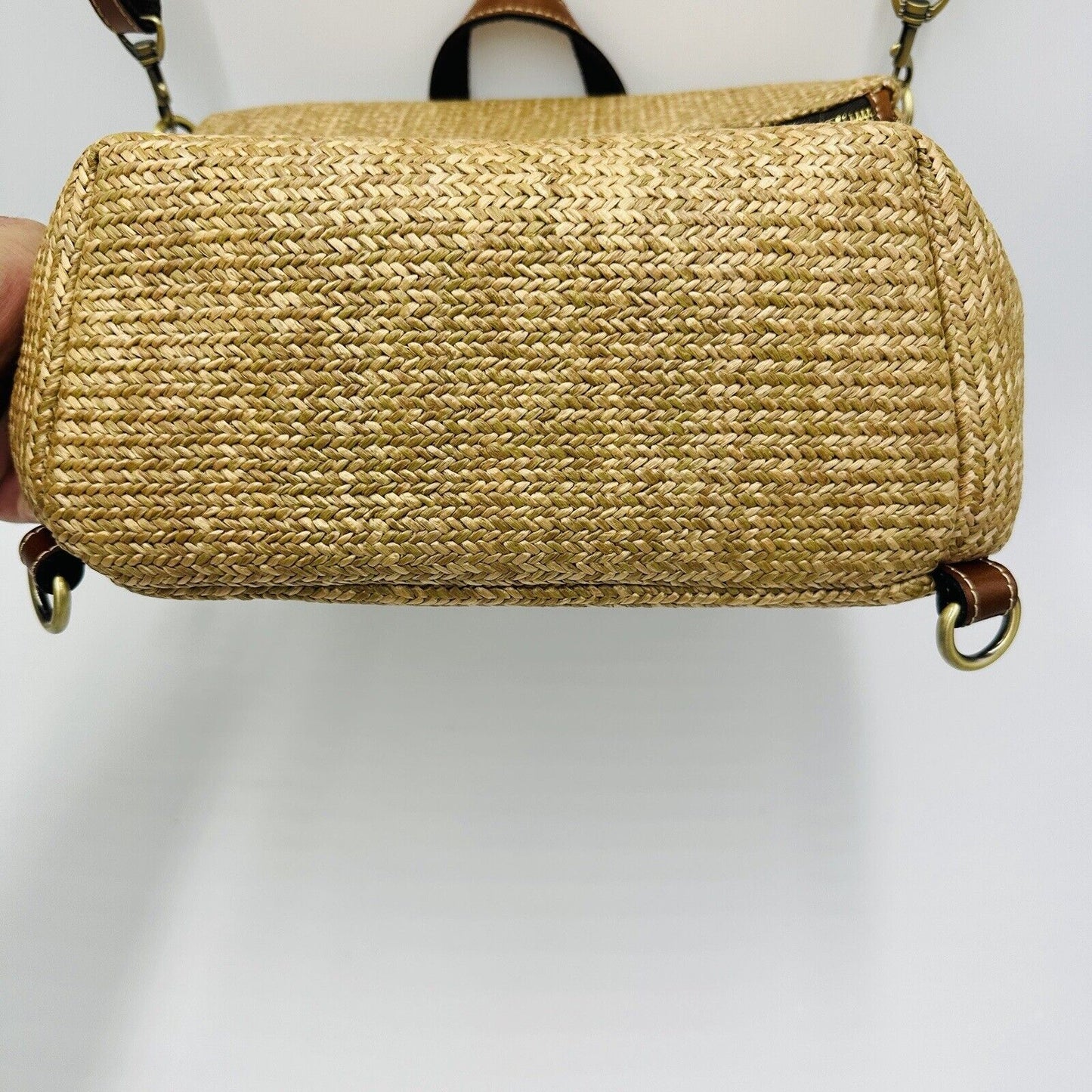 Patricia Nash Women's Purse Luzille Backpack Natural Woven Bag Handle Textured