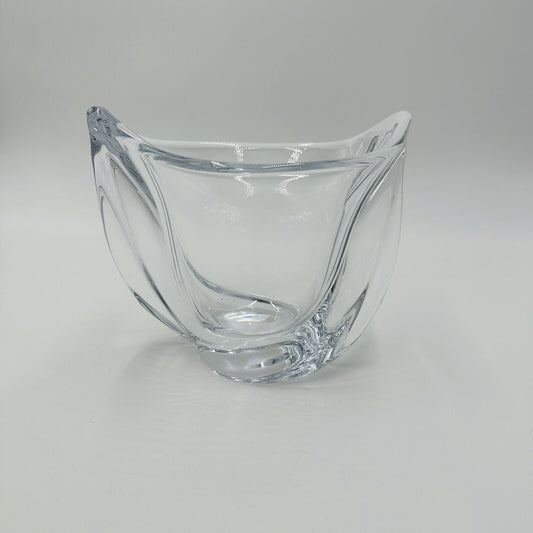 MCM French Crystal Art Glass Twist Vase 6” H Marked Vintage Clear Decor Home