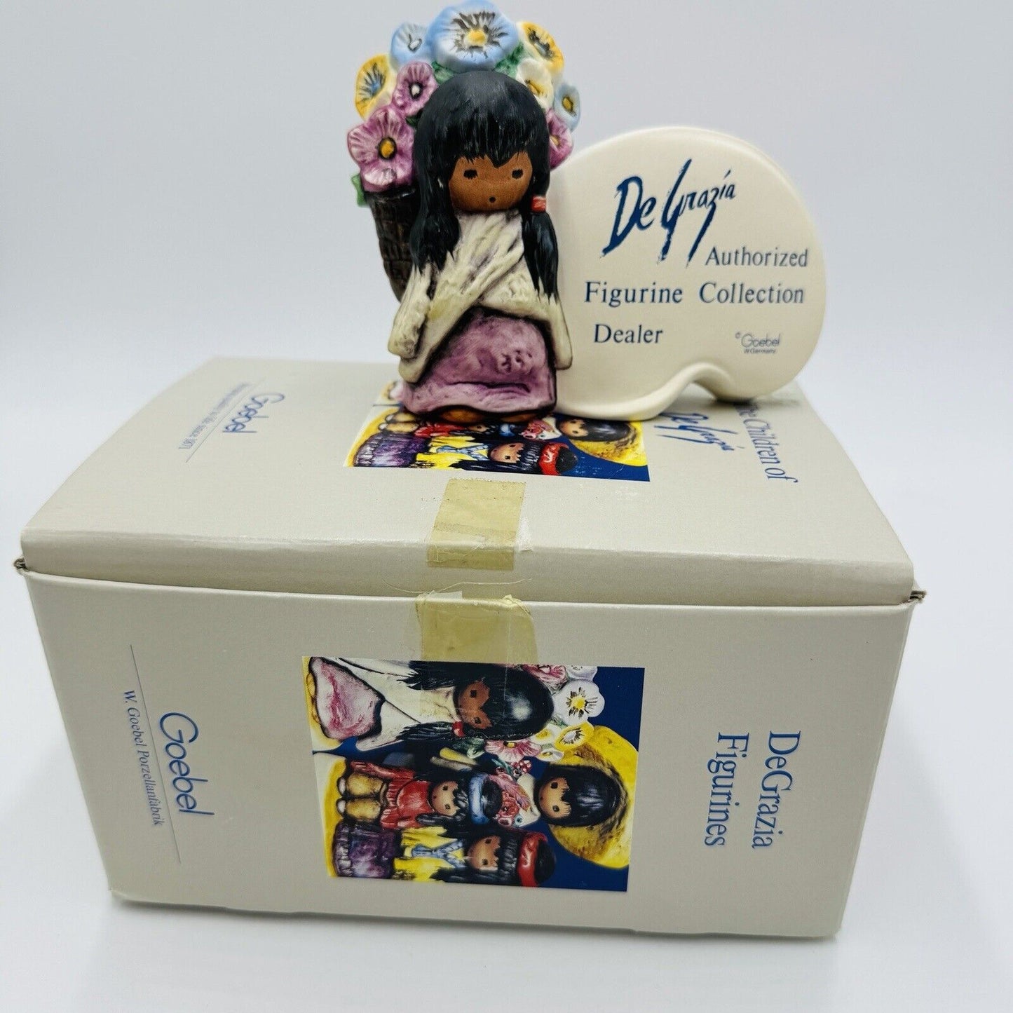 Goebel DeGrazia Signed Dealer Plaque Flower Girl Figurine w/ Box Painted