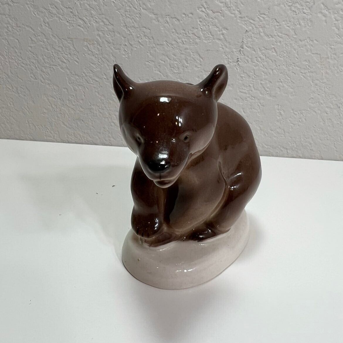 Lomonosov Brown Bear Cub Russian Porcelain USSR Standing Figurine Vintage Decor