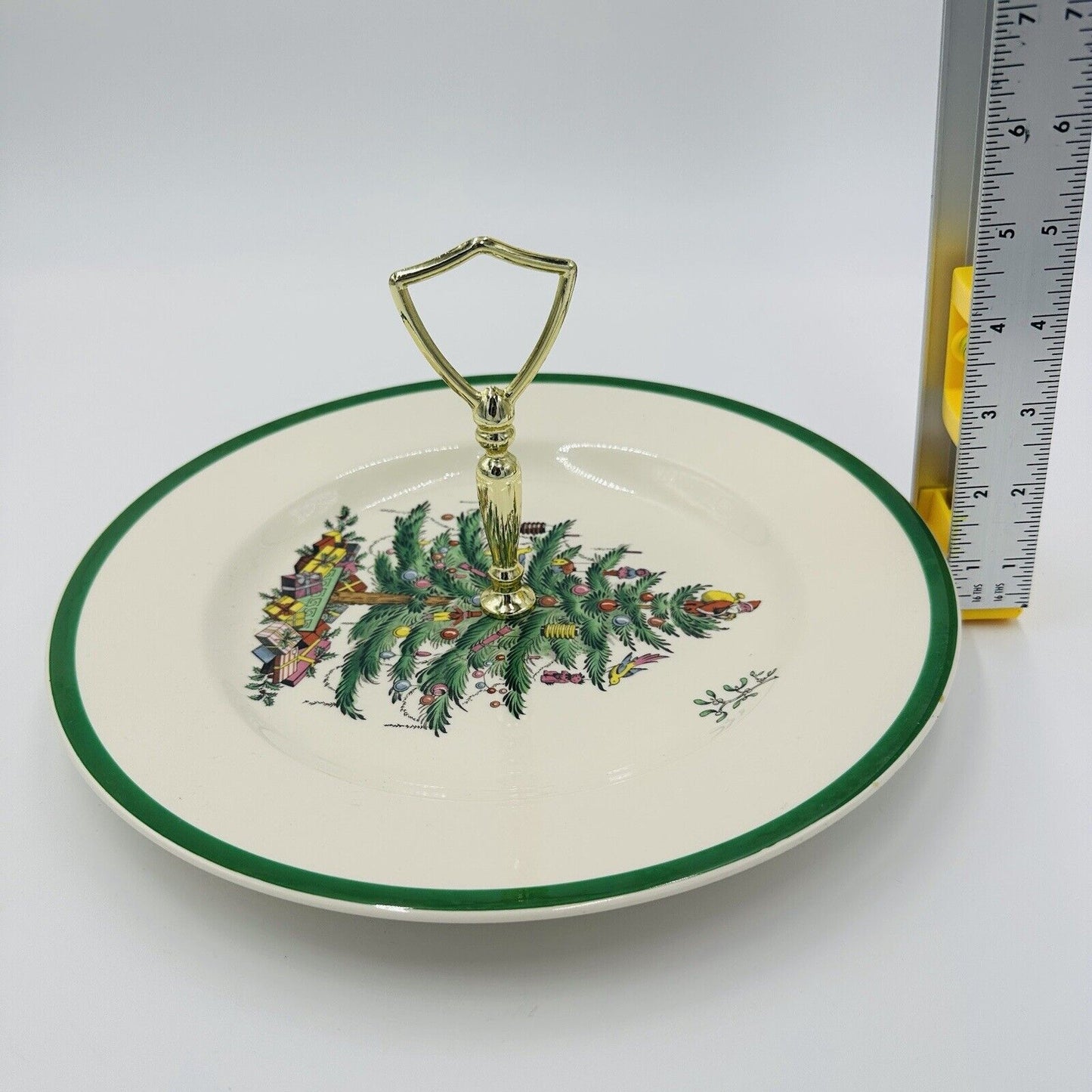 Spode Christmas Tree One Tier Tidbit Tray Cookie Appetizer Plate 10 1/2"