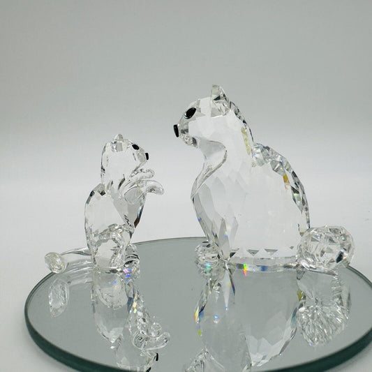 Swarovski Crystal Austria Cat & Kitty Retired Figurines Small Clear Iridescent