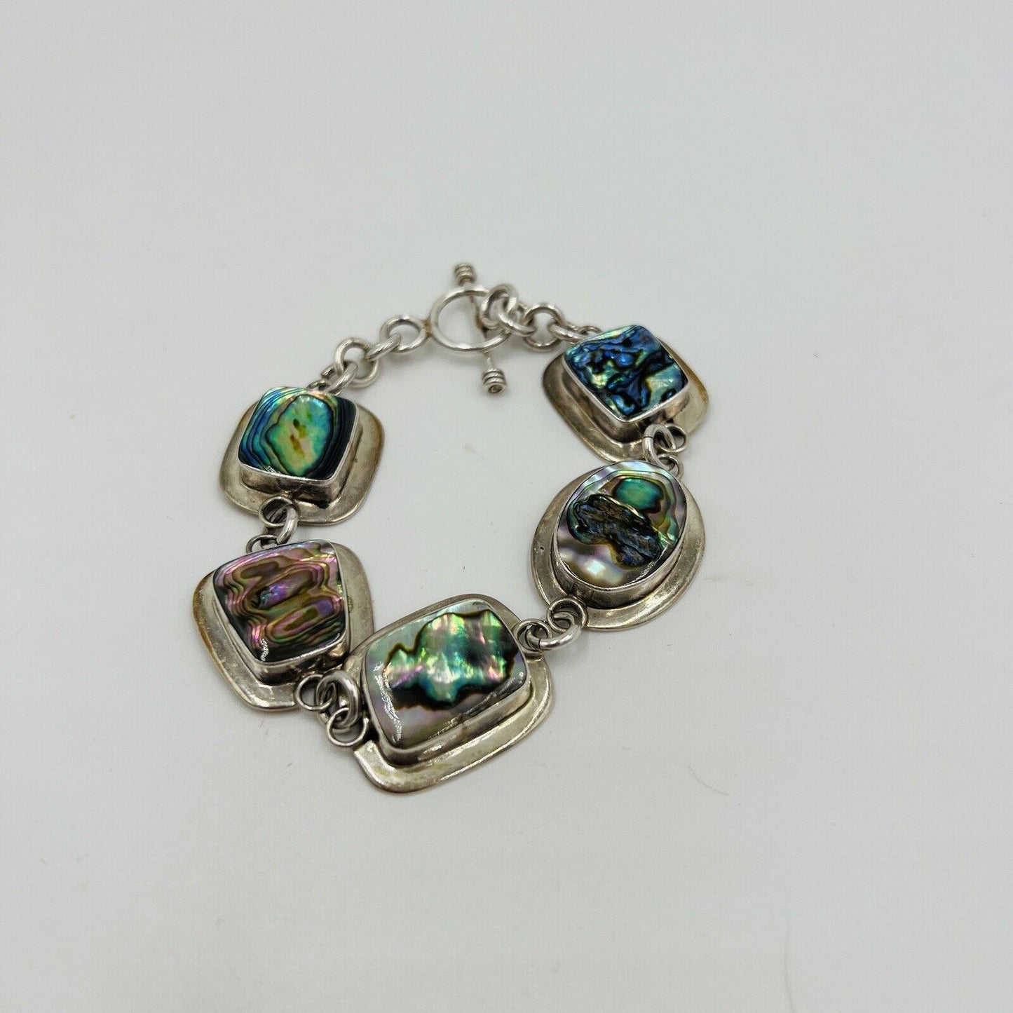 Sterling Silver Bracelet Paua Abalone Shell Southwestern Mexico Designer Jewelry