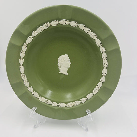 Wedgwood Sage Green Jasperware Julius Caesar Side Profile Ashtray Vintage Tray