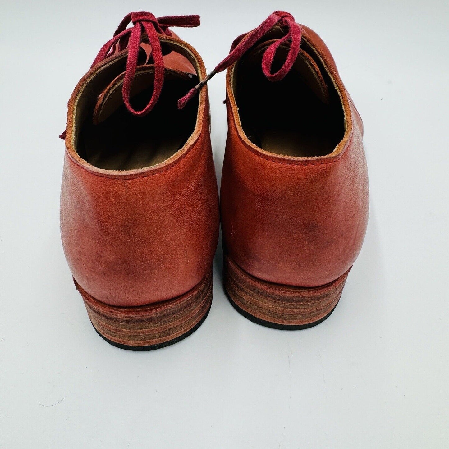 EVARIST BERTRAN EB2 RED CULATA Leather Men Shoes DERBY Spain Handmade S 10.5 US