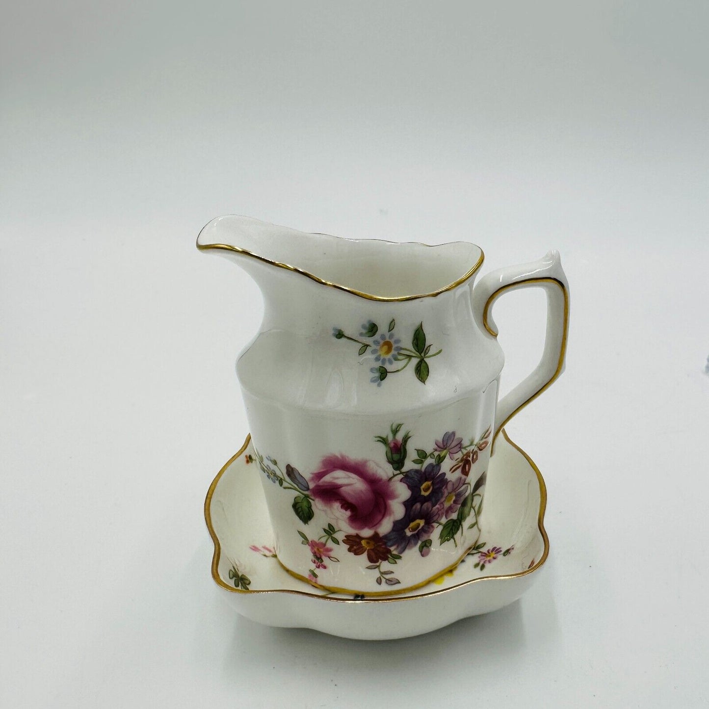 Royal Crown Derby Derby Posies Creamer with Square Dish Porcelain England Home