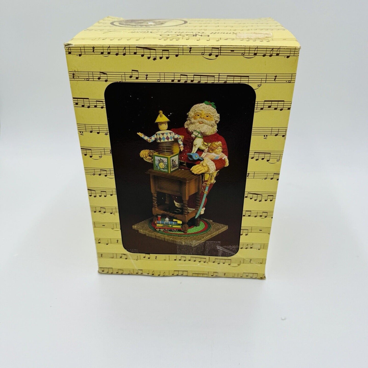 Rare Enesco Small World Of Music Christmas Santa Wind Up Toys Box