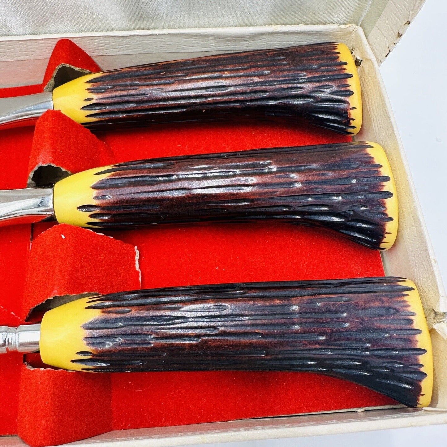 Washington Forge Cutlery Bakelite Staghorn  Vintage Carving Set stainless steel