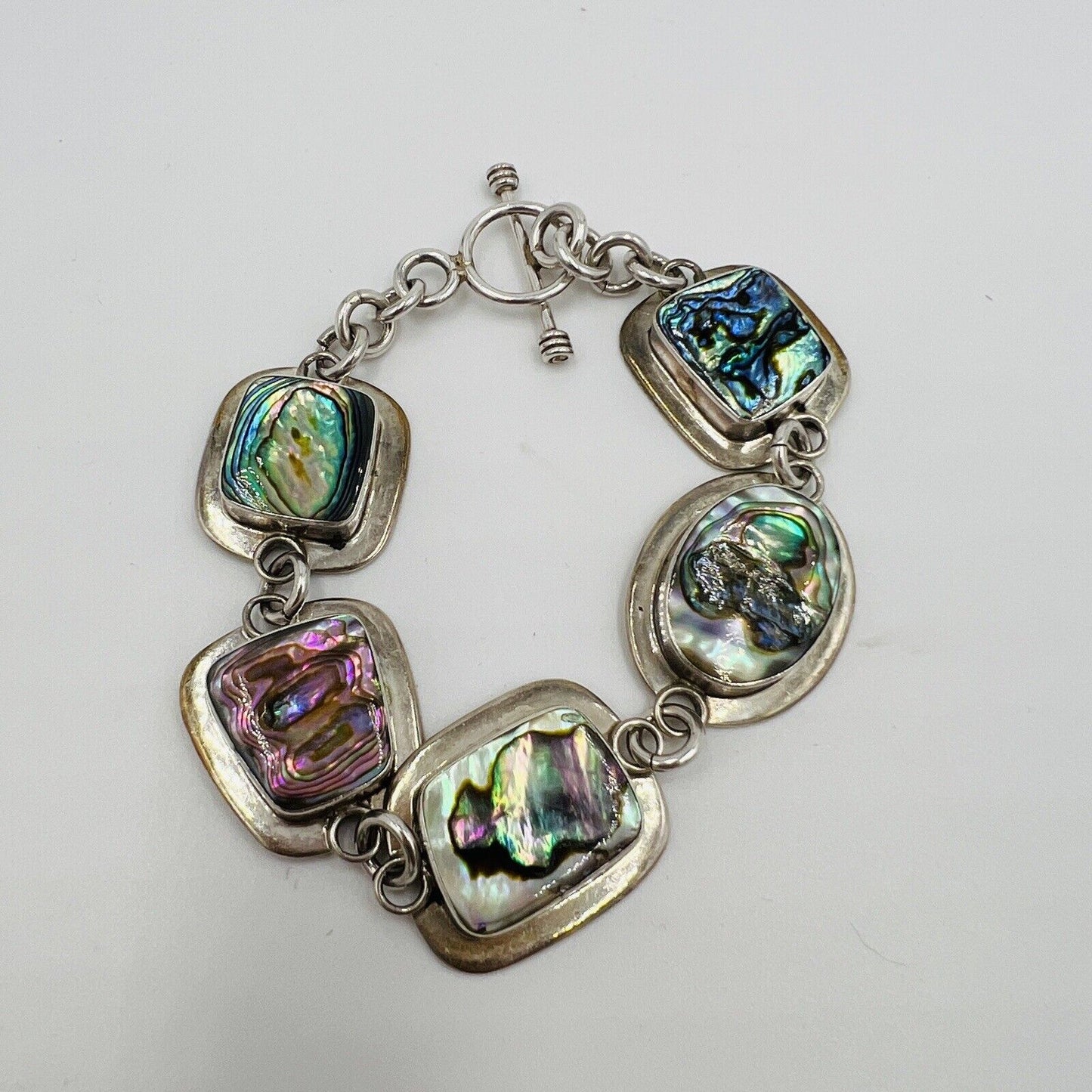 Sterling Silver Bracelet Paua Abalone Shell Southwestern Mexico Designer Jewelry