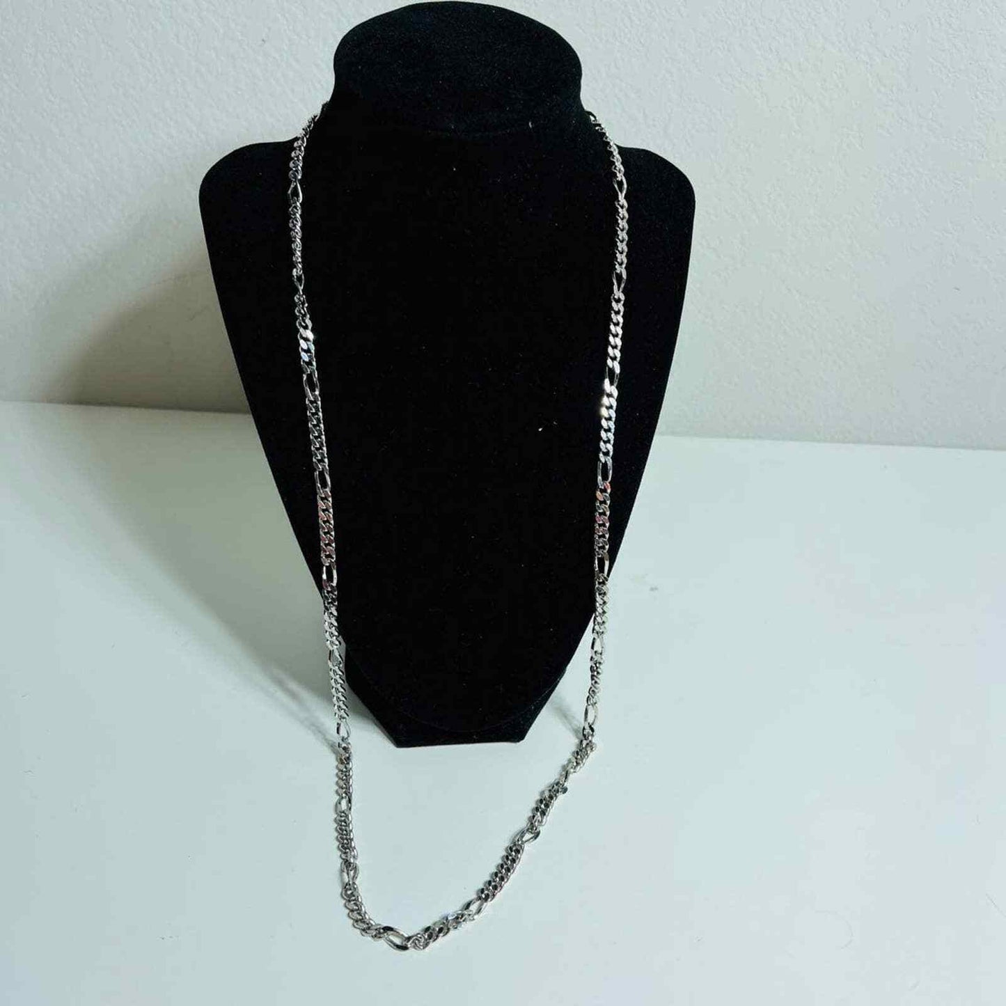 Monet Necklace Figaro Silver Tone Chain 30" Long Fashion Jewelry Woman Costume