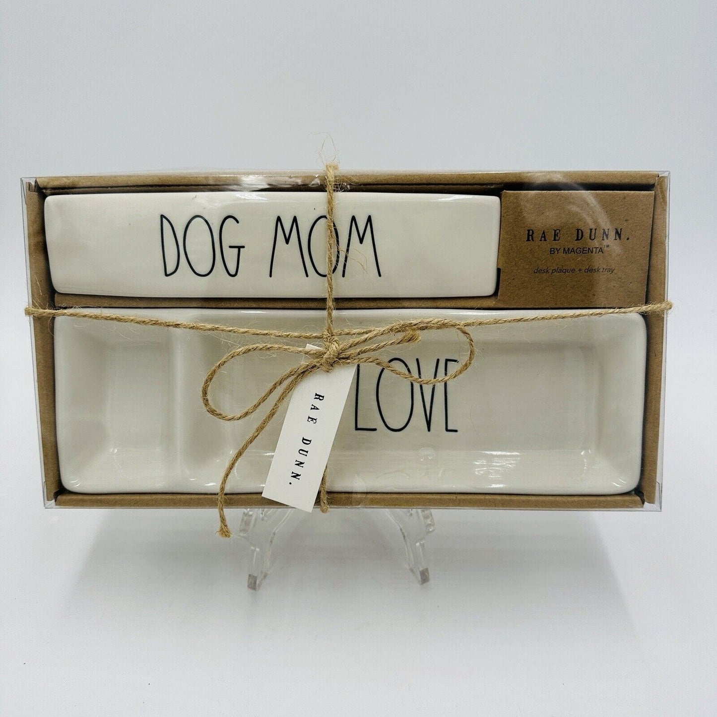 Rae Dunn by Magneta Dog Mom Desk Plaque & Desk Tray Gift Set Brand New