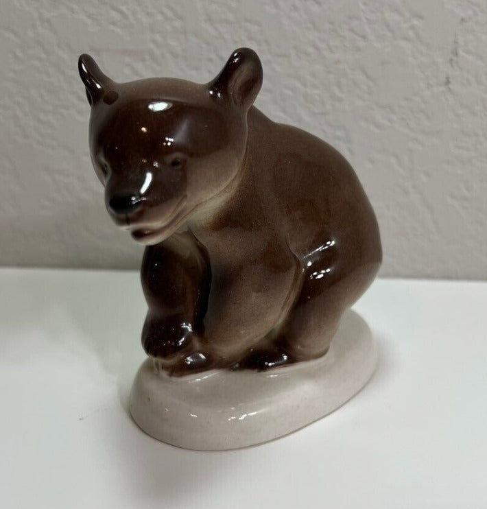 Lomonosov Brown Bear Cub Russian Porcelain USSR Standing Figurine Vintage Decor
