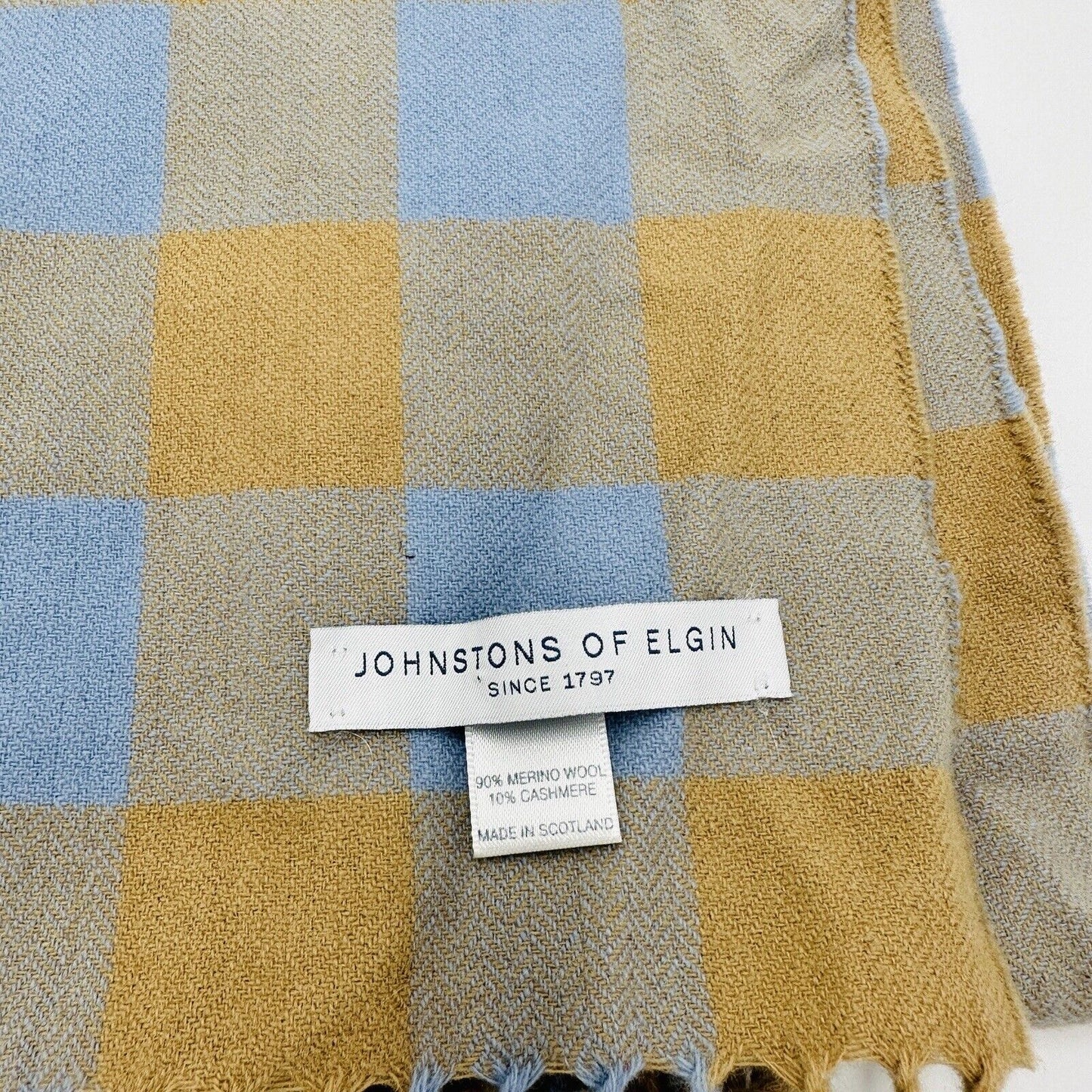 Johnstons Of Elgin Scarf Merino-Cashmere Chunky Twill Made In Scotland Plaid