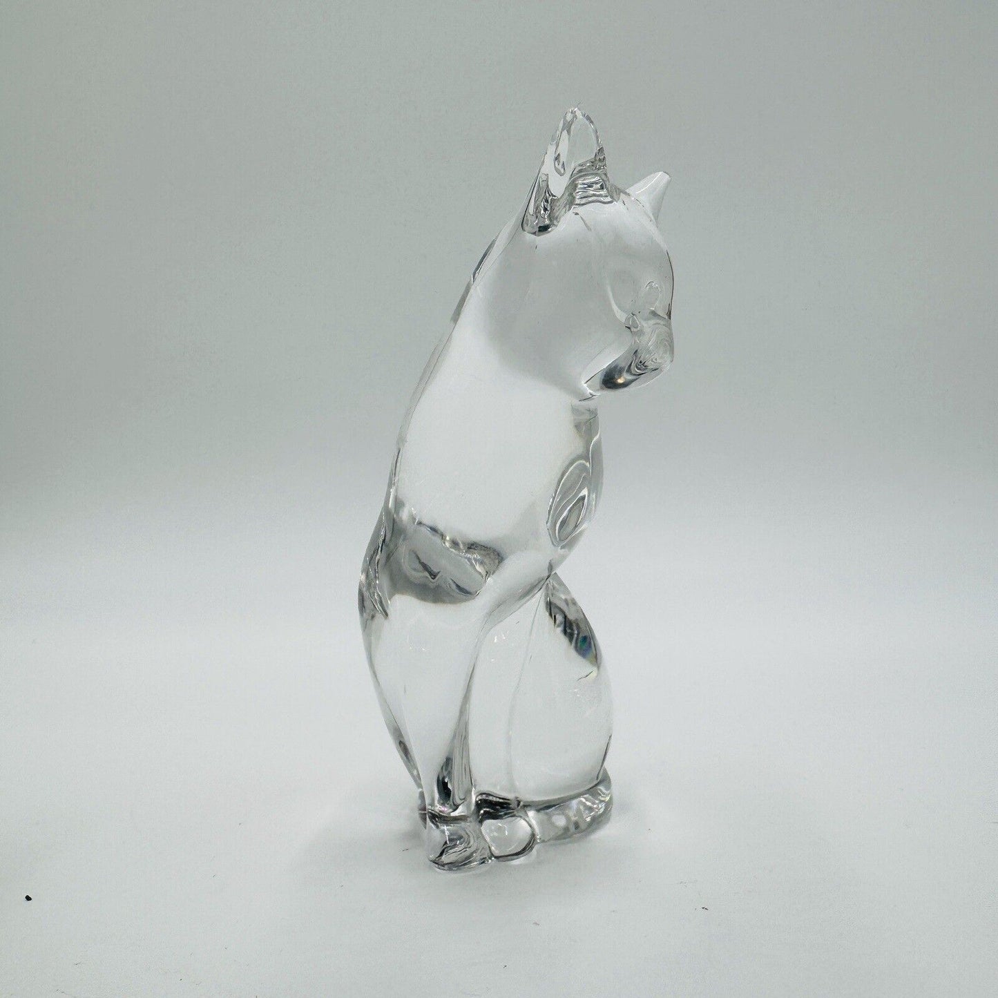 vintage Lenox 1993 Art glass sitting cat figurine Clear 4.5”